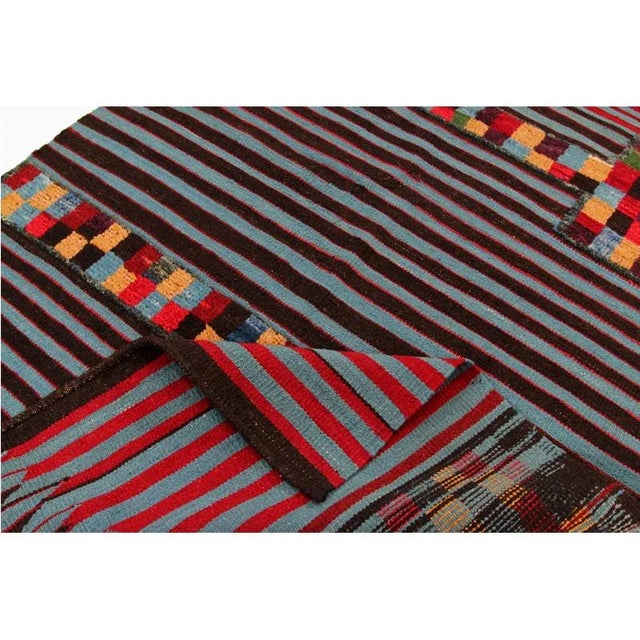 Mid-Century Modern Handwoven Scandinavian Style Kilim Area Rug - 3'11"×6'2" For Sale - Image 3 of 8