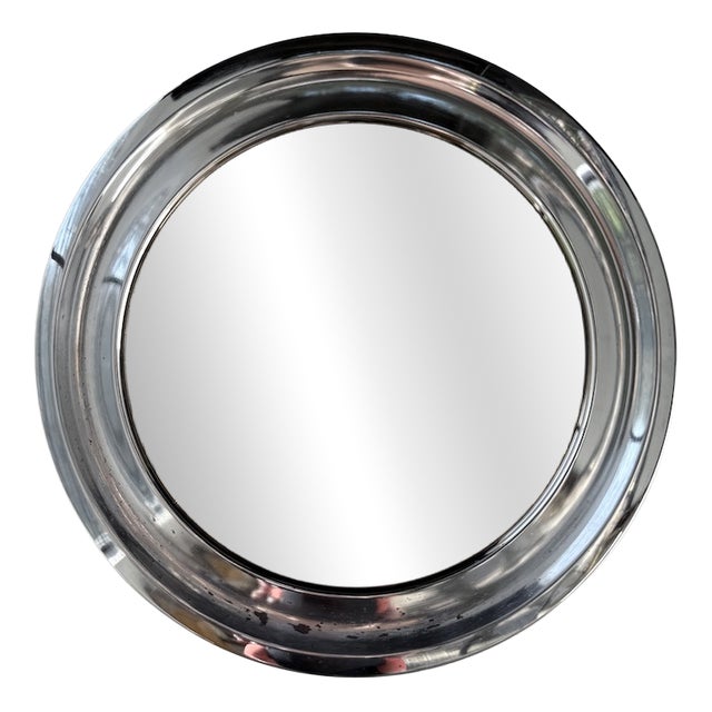 Round Chrome Mirror, Italy, 1960s For Sale
