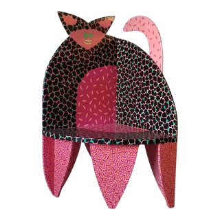 80's Postmodern Handmade Cat -Shape Sculptural Art Chair For Sale