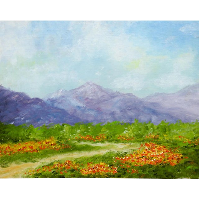 Wildflowers & Mountains Painting For Sale