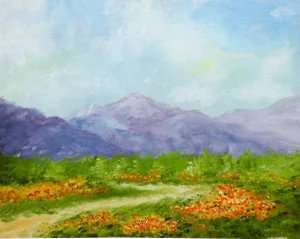Wildflowers & Mountains Painting