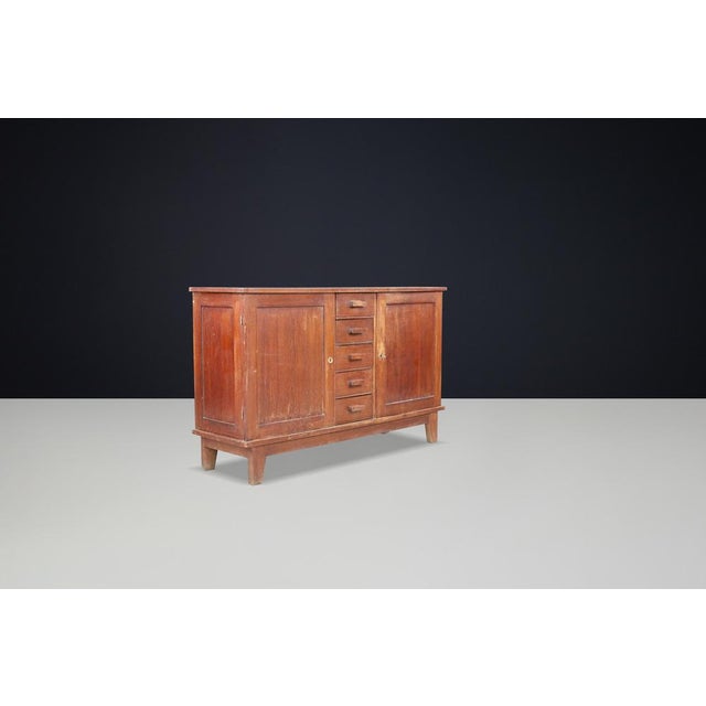 Patinated Oak Sideboard by René Gabriel, France, 1940s For Sale - Image 4 of 10