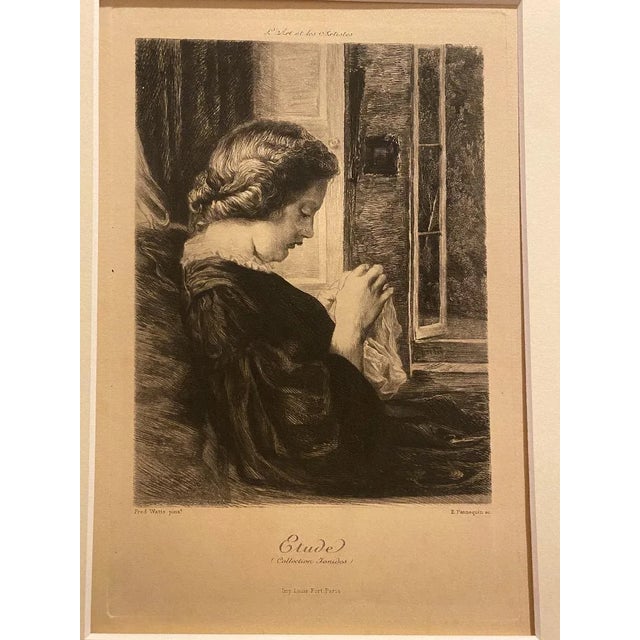 Etude is an original black and white etching on ivory-colored paper, realized by Fred Watts. On the bottom margin printed...