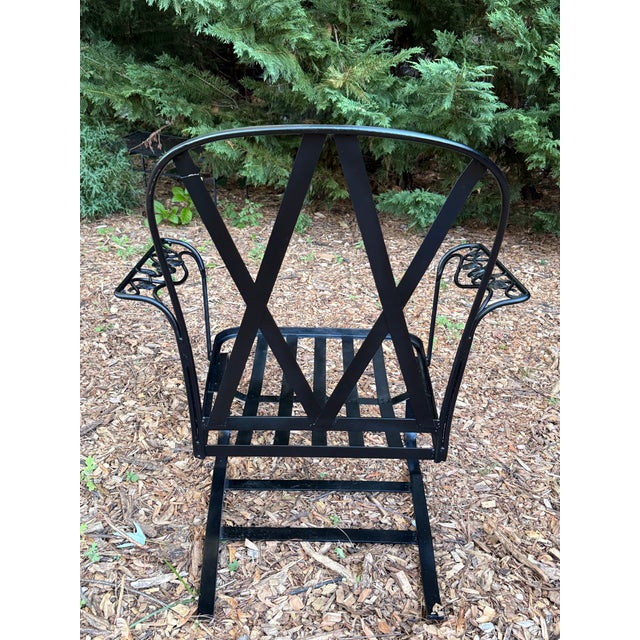 Vintage Woodard Chantilly Rose Wrought Iron Spring Bouncer Armchair For Sale - Image 9 of 11