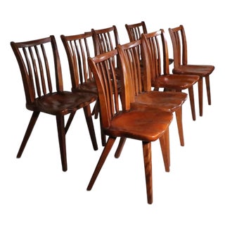 Mid 20th Century Set of Eight Cushman Colonial Maple Dining Chairs For Sale
