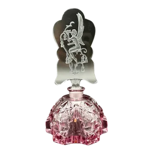 Vintage Aristo Violet Winged Nymph With Flowers Bohemian Glass Perfume Bottle
