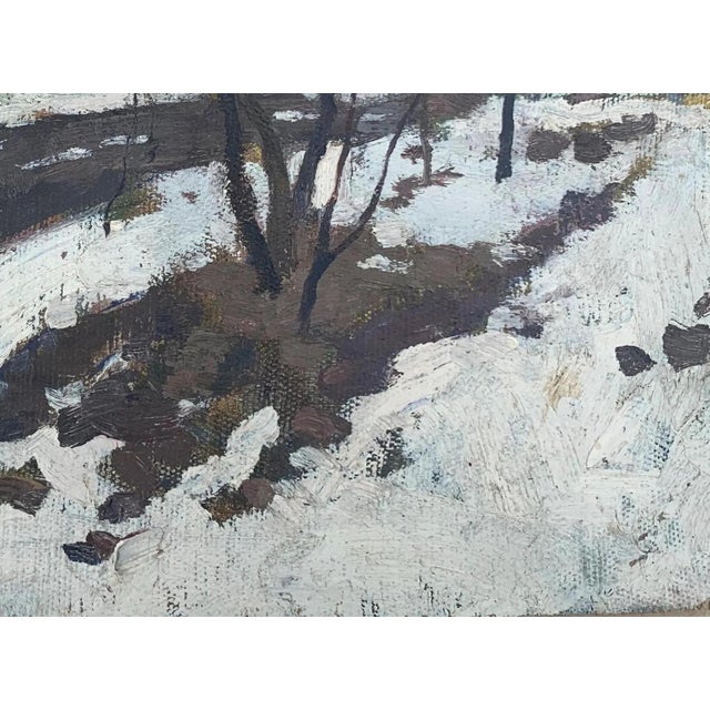 Winter Landscape Oil Painting Original Art Ukrainian Artist Sokolovsky G. 1960s For Sale - Image 6 of 6