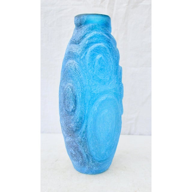Blue Blue Art Glass Vase by B Louis 2012 For Sale - Image 8 of 8