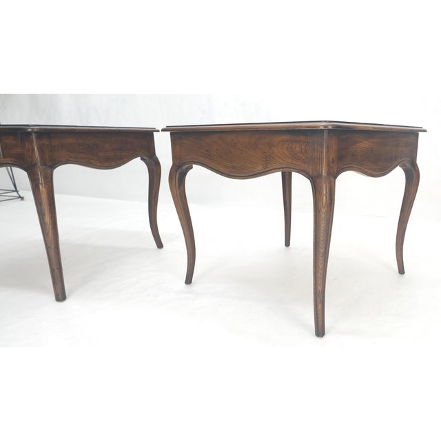 Mid-Century Modern Pair One Drawer Very Fine Solid Dark Chestnut 27x27" Square Side End Tables MINT For Sale - Image 3 of 13