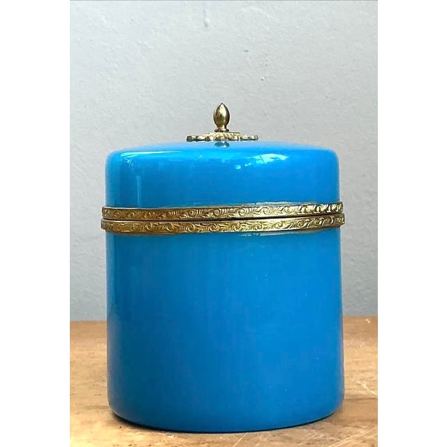 Vintage French Opaline Round Box For Sale - Image 12 of 12