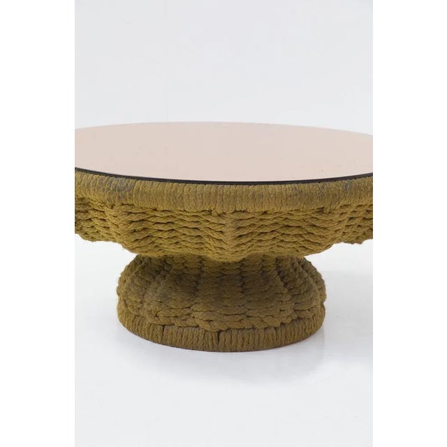 Mid-Century Modern Coffee Table in Rope and Pink Mirror by Marzio Cecchi, 1976 For Sale - Image 3 of 10