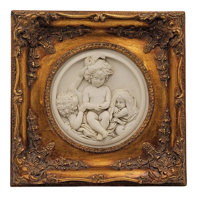Rare Antique 19th C Enrico Braga Tondo Relief Plaque With Perfugium Regibus Coin For Sale