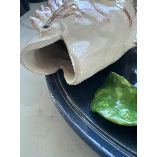 Palissy Majolica Style Wall Plate Fish Dinner Studio Pottery For Sale - Image 4 of 9