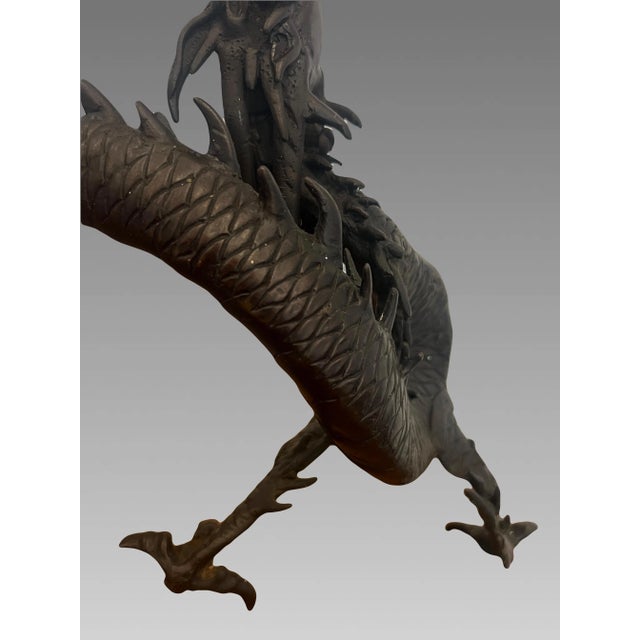 Antique Koro Dragon Japanese Lamp, Cast Bronze, Meiji Period C1900 (Okimono) For Sale - Image 10 of 15