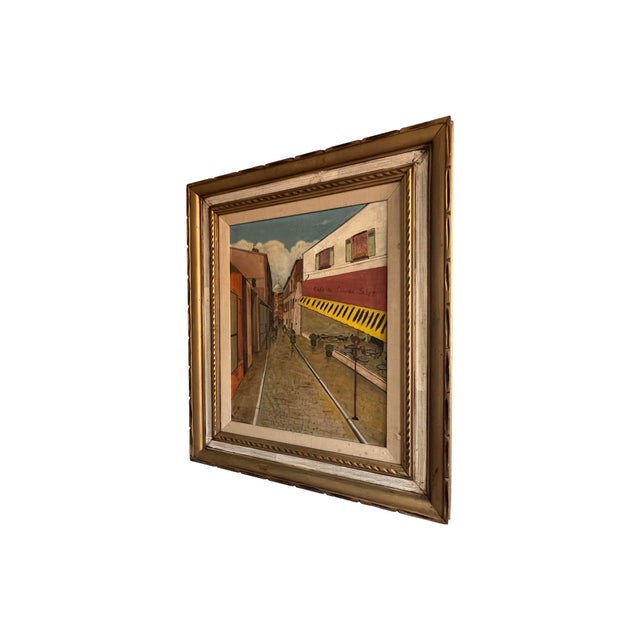 we have for your consideration a very gorgeous vintage impressionist street scene oil painting on canvas on board painting...