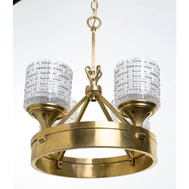 Pressed Glass and Brass German Chandelier Chairish