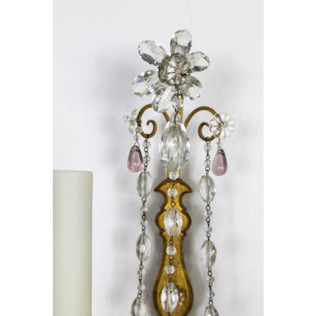 Gilt Maison Bagues Style Amethyst Crystal Sconces, Pair For Sale - Image 9 of 12