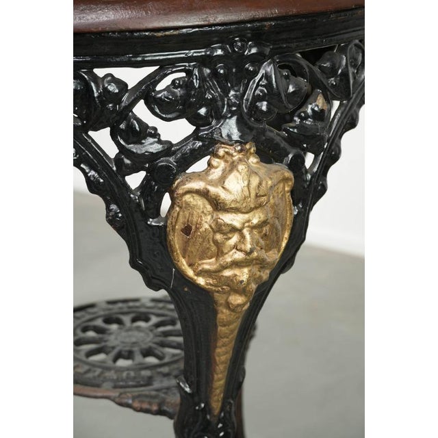 Wood Antique English Bistro Side Table with a Cast Iron Base & Solid Wood Tabletop, Early 20th Century For Sale - Image 7 of 11