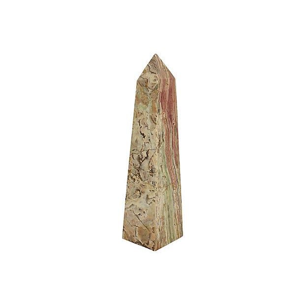 Modern Polished Veined Onyx Obelisk For Sale - Image 3 of 3