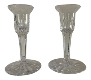 80s Waterford Crystal Carina Eileen Candlesticks- a Pair