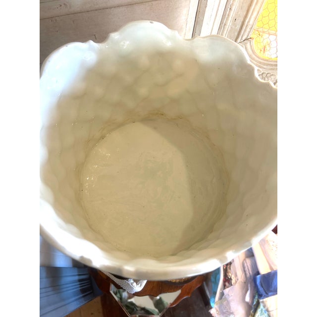 1970s Large Faux Basketweave Ceramic Cachepot, Spain For Sale - Image 10 of 11