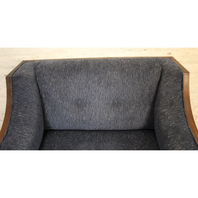 Mid-Century Modern Navy Blue Lounge Chairs Set in a Walnut Shell For Sale - Image 14 of 14
