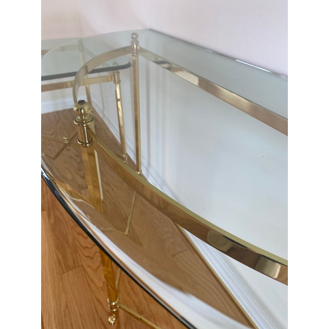 Vintage Half Dome Console Brass and Glass Table For Sale - Image 4 of 7