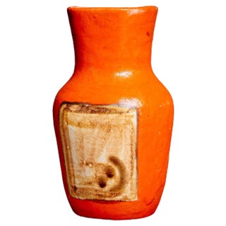 Ceramic Vase in Orange by Guido Gambone, Italy, 1950s For Sale