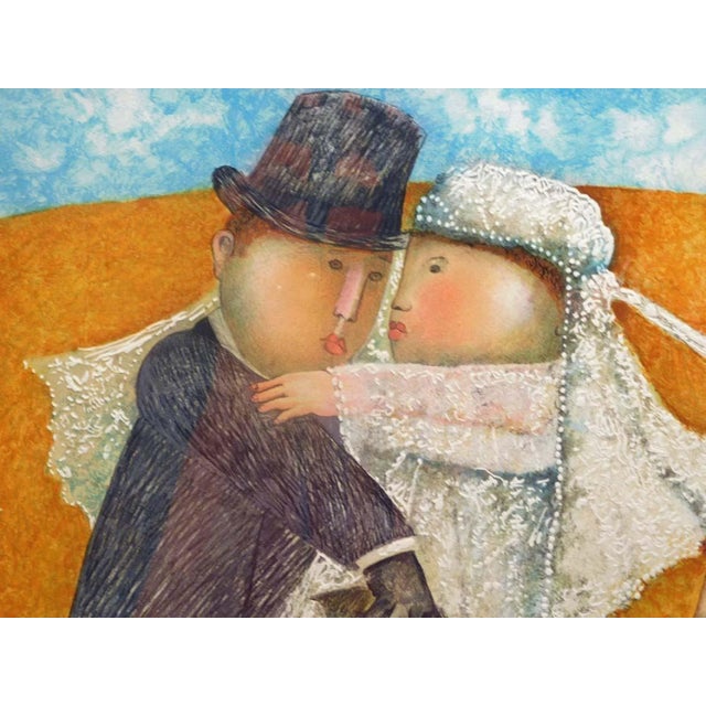 "Les Jeunes Maries" Contemporary Figurative Wedding Scene Print by Graciela Rodo Boulanger, Framed For Sale - Image 10 of 12