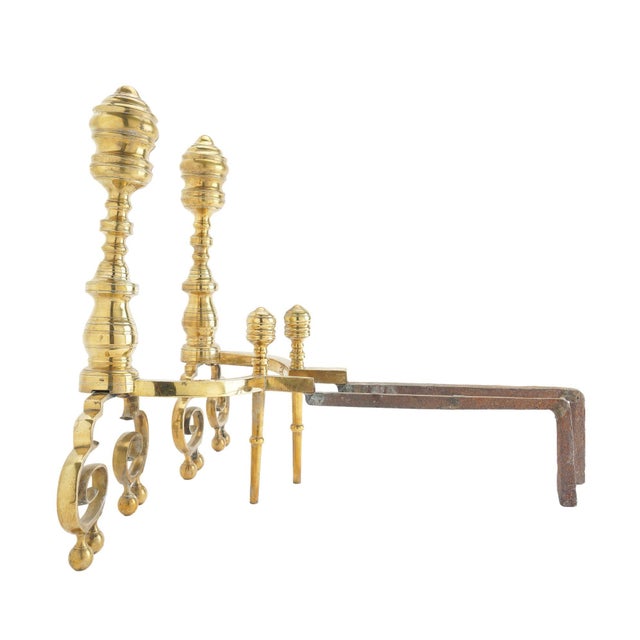Pair of Philadelphia Brass Baluster Form Neoclassic Andirons With ...