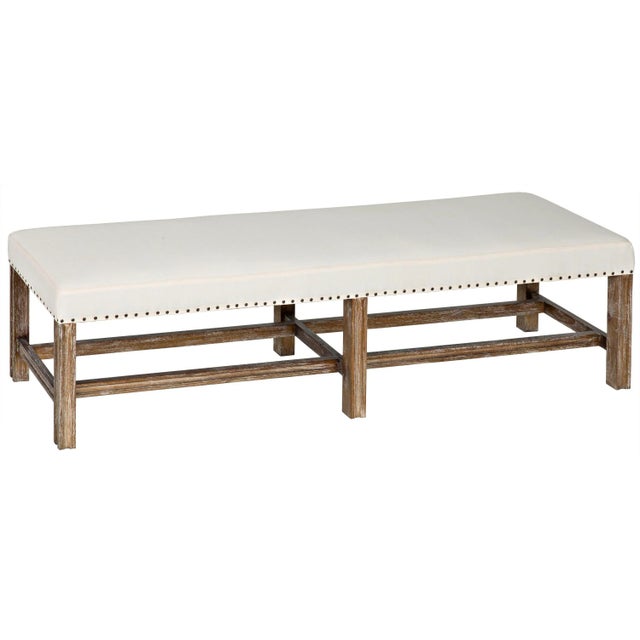 Cream NOIR Sweden Bench, Grey Wash For Sale - Image 8 of 13