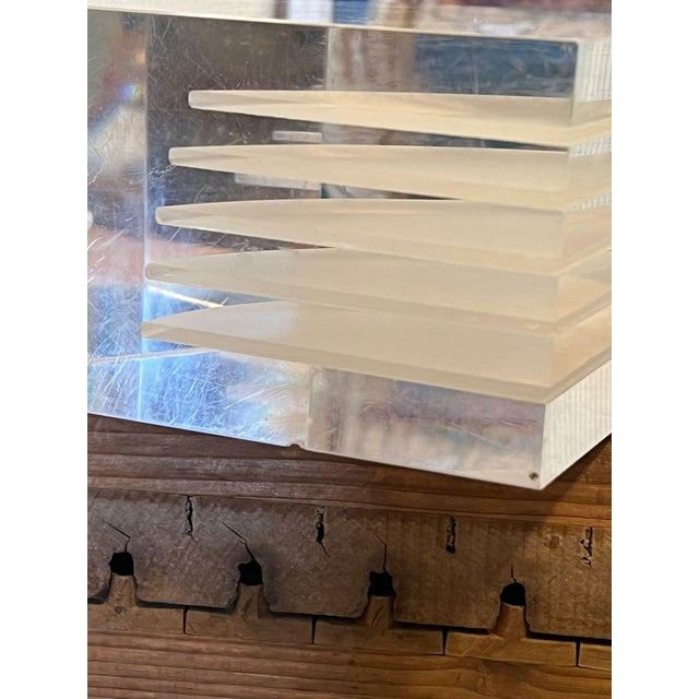 Plastic 1970s Mid-Century Modern Geometric Lucite Bookend For Sale - Image 7 of 9