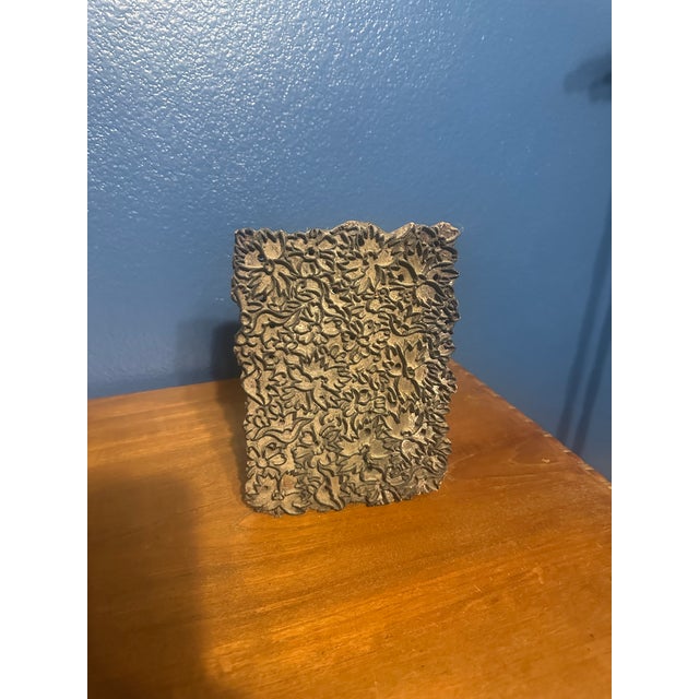 Indian Vintage Indian Hand-Carved Wooden Block Stamp, Art Decor For Sale - Image 3 of 3