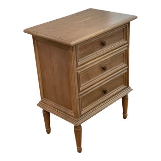 Ballard Louis XVI Styled Wood Nightstand in Warm Natural For Sale