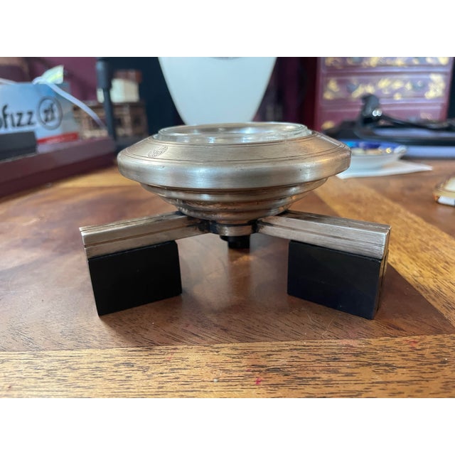 Art Deco 1980s Petrossian Silver Plate Plastic Feet Art Deco Style Mid Century Caviar Server For Sale - Image 3 of 12