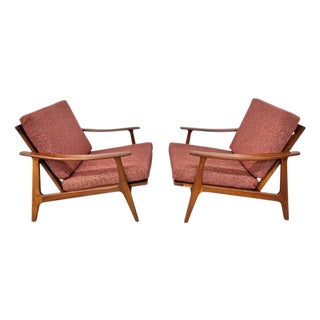 Mid-Century Modern Walnut Arm Chairs - Set of 2 - Refinished! For Sale