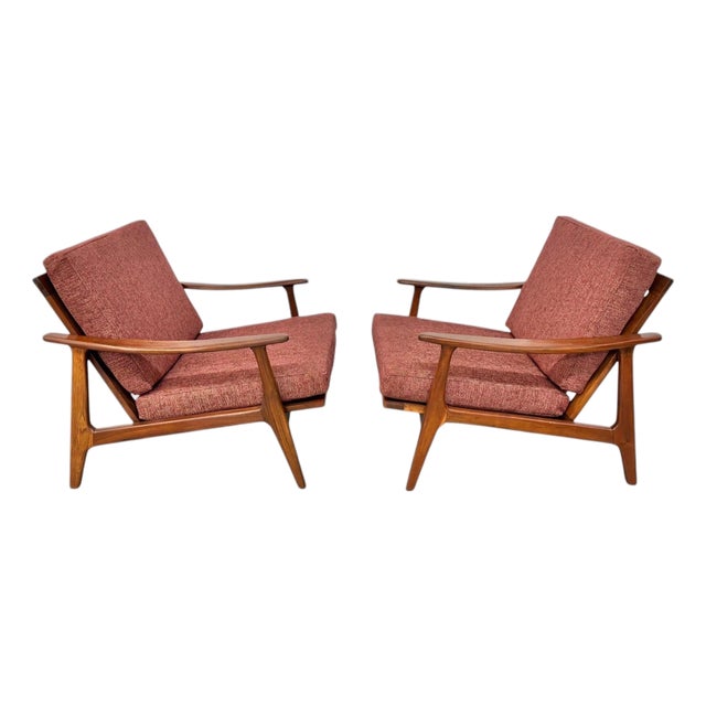 Mid-Century Modern Walnut Arm Chairs - Set of 2 - Refinished! For Sale