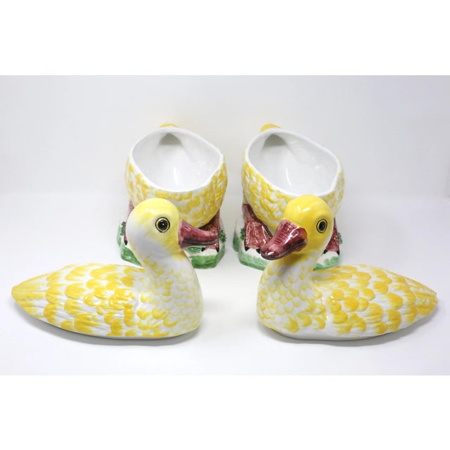 Vintage Palm Beach Regency Italian Yellow Duck Tureens - a Pair For Sale - Image 10 of 12