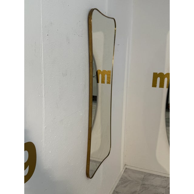 Italian Large Brass Framed Wall Mirror, 1950s For Sale - Image 4 of 7
