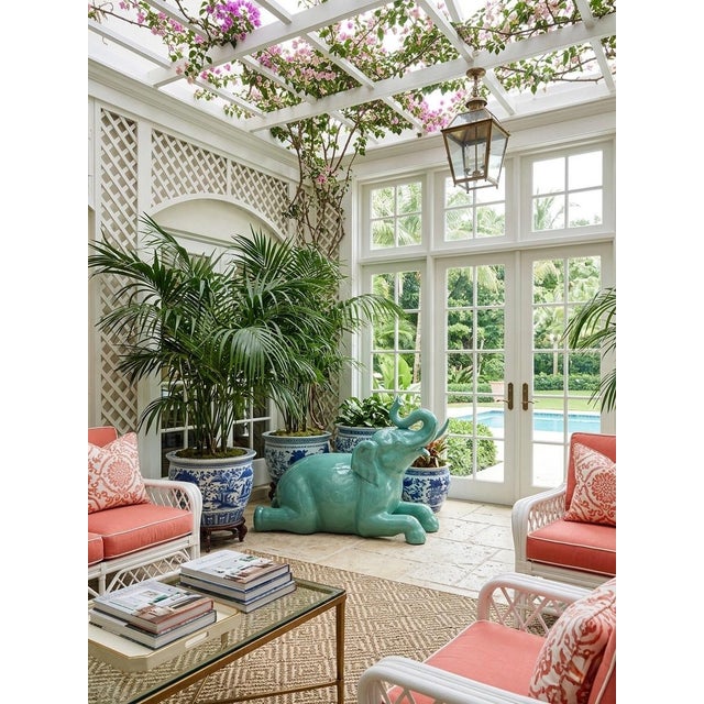 Large Vintage Italian Glazed Celadon Ceramic Reclining Elephant Sculpture For Sale - Image 10 of 11