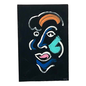 Vintage Boho Original Abstract Portrait Oil Painting on Canvas