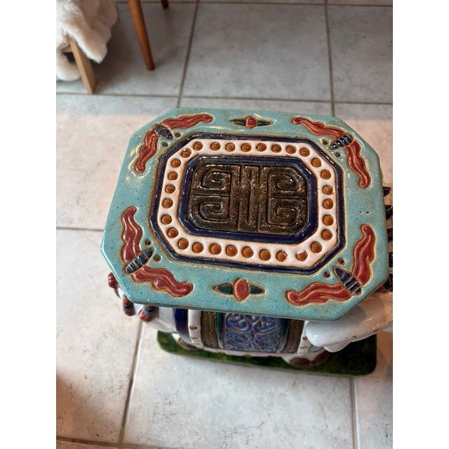 Vintage Chinoiserie Elephant Boho Chic Garden Stools Side Tables - A Pair For Sale - Image 11 of 16