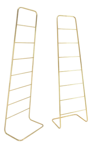 Pair of 89" Tall Brass Custom Decorative Textile Fabric Towel Racks Displays