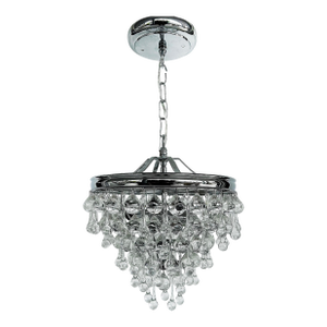 Late 20th Century Dense Crystal Teardrop Chrome Pendant 3-Light Fixture, Chain and Canopy
