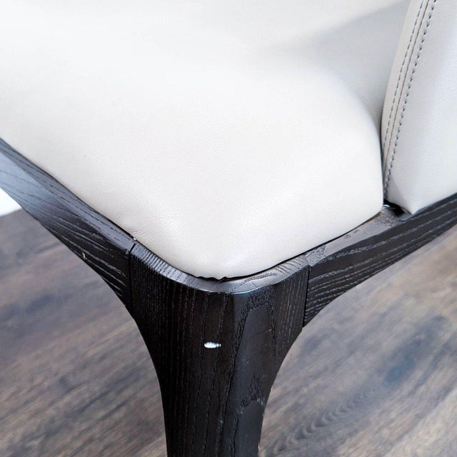 Moniker Home Modern Extendable Dining Table With 8 Restoration Hardware Leather Chairs For Sale - Image 15 of 17