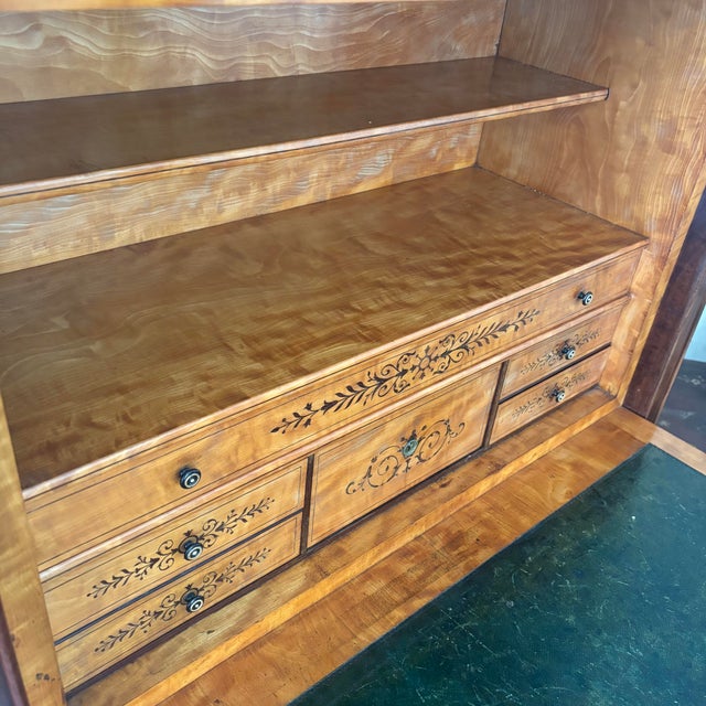 19th Century Charles X Secretary Desk in Mahogany and Maple with a Marble Top For Sale - Image 5 of 10