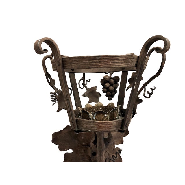 1900 - 1909 Pair of Italian Grape Cluster Wrought Iron Candle Sconces For Sale - Image 5 of 12