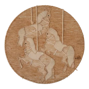 Vintage Bobo Don Freeman Round Carousel Horses Textile Art Wallhanging