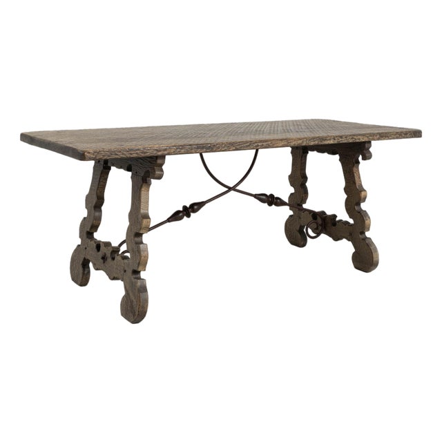 Mid 20th Century France Baroque Red Wood Dining Table For Sale
