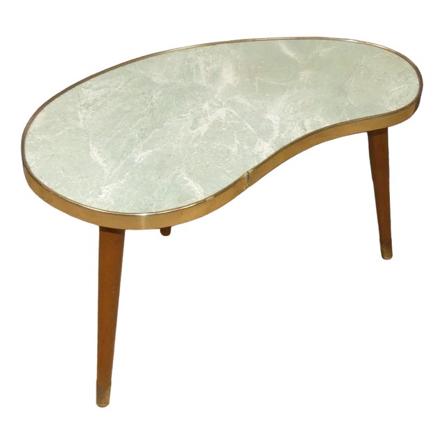 Kidney-Shaped Side Table in Pastel Green, 1950s For Sale